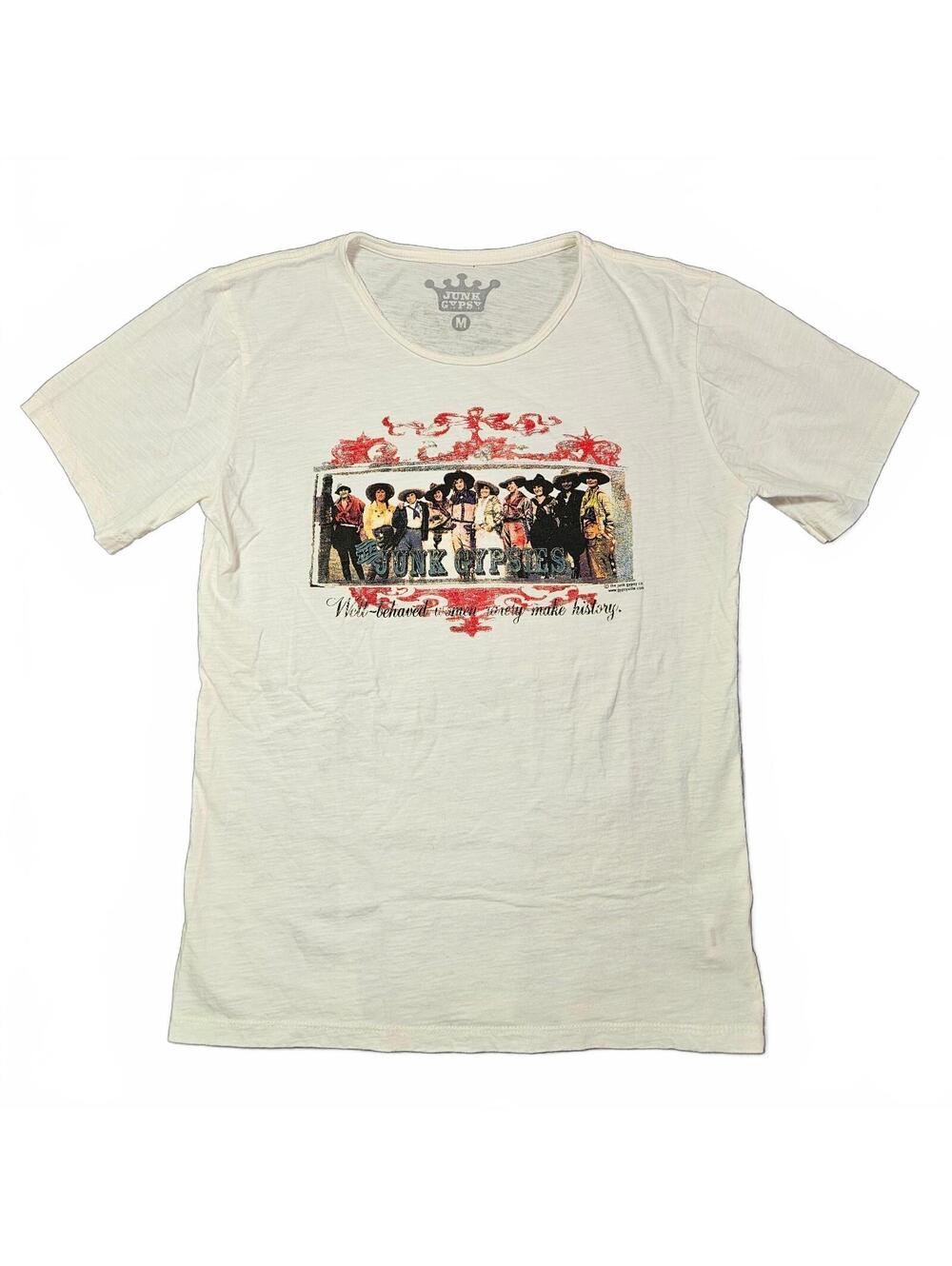 Junk Gypsy Medium White Cream Cotton Gypsyville Graphic T-Shirt Cowgirl Cool